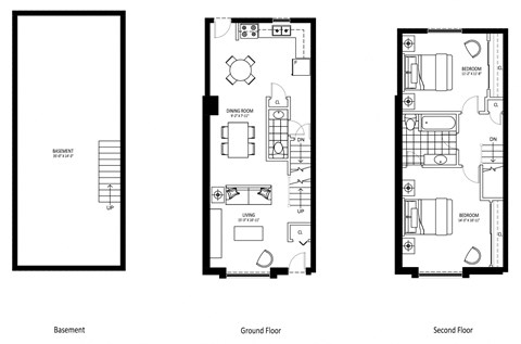 Floor plan for 2 beds, 1.5 baths, 1674 sqft